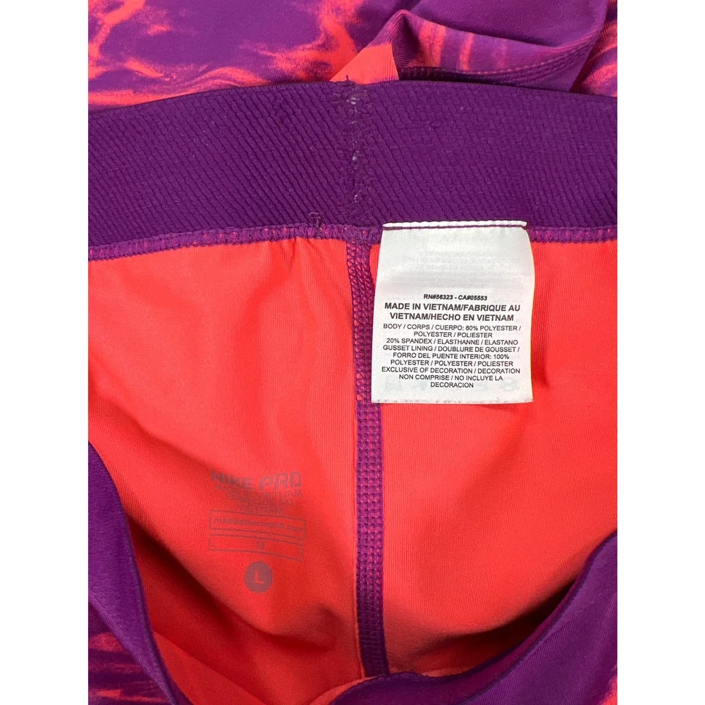 Nike Pro Women’s Purple/Orange Cropped Tight Leggings - L - Picture 3 of 3